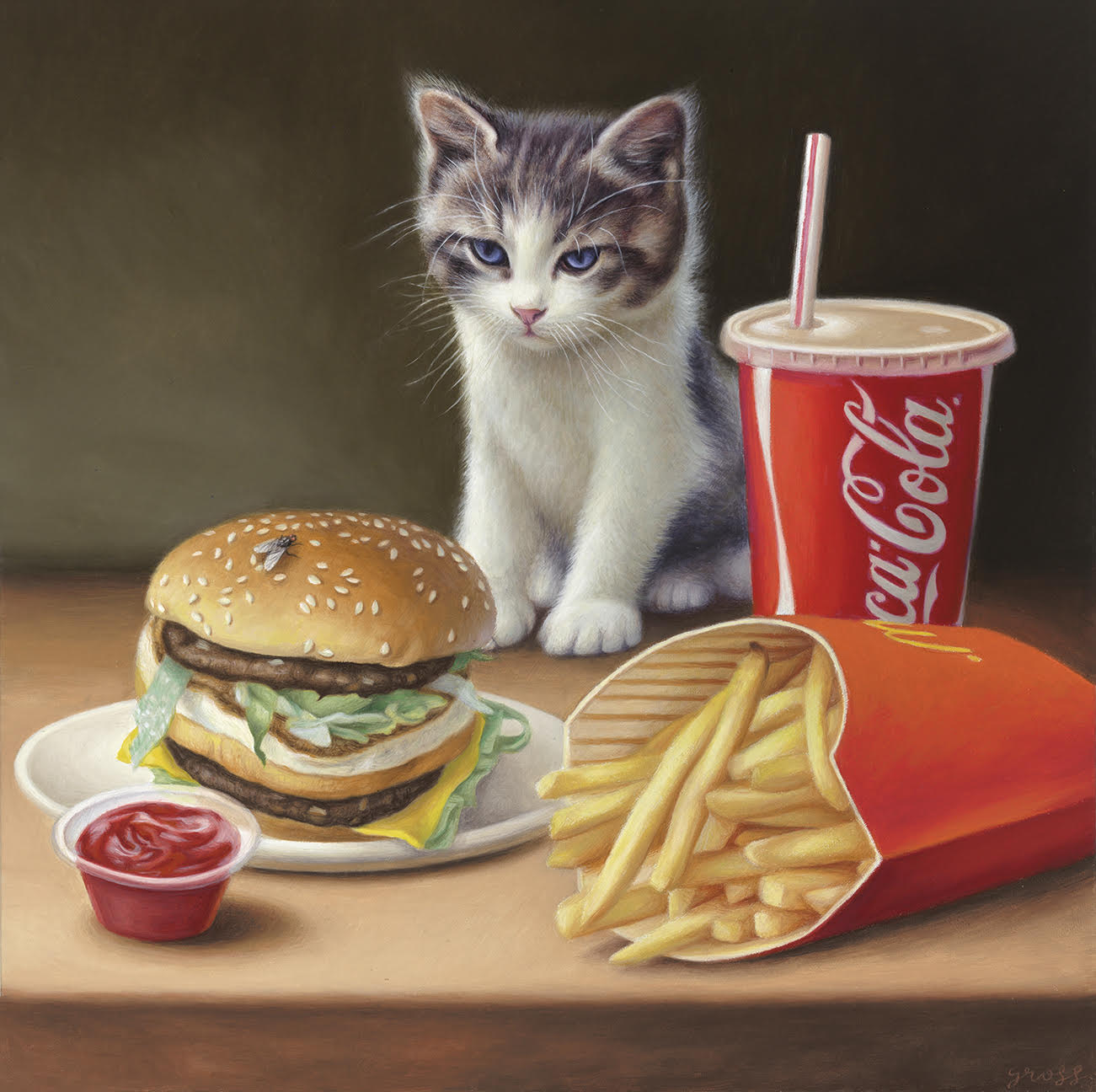 Alex Gross • STILL LIFE WITH KITTEN