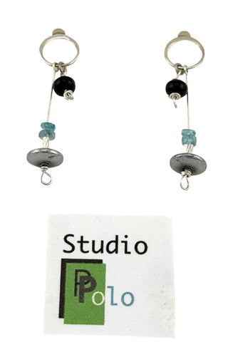Studio Polo • Silver & Stone Mini Circle Earrings