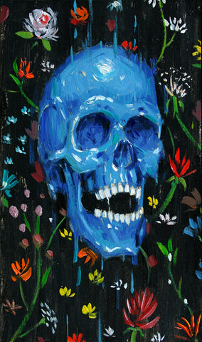 Vincent Giarrono • Blue Skull with Flowers