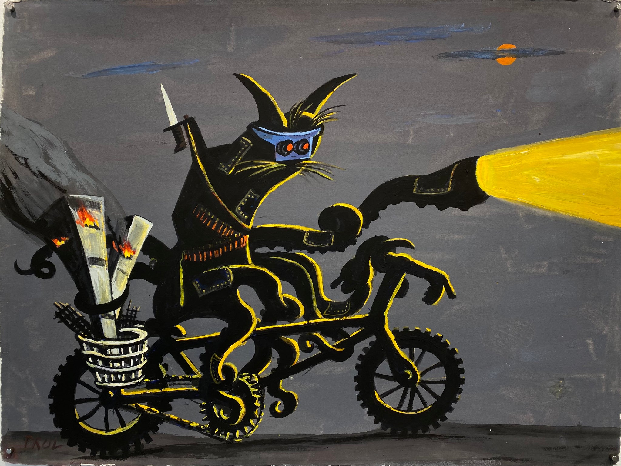 Cat on Bike Black • Rick Prol