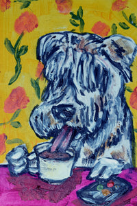 Wheaton terrier at the coffee shop • Jay Schmetz