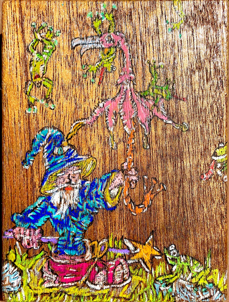 Wizard with Flamingo and Frogs • Jamezz Kramer – Brassworks Gallery